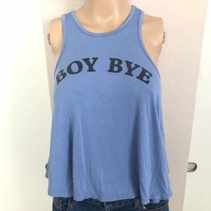 Boy Bye Muscle Tee Tank Top Light Blue Medium
